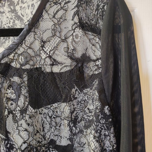 Panitti Women Top Size Large Animal Printed Long Sleeve Black - Picture 3 of 9